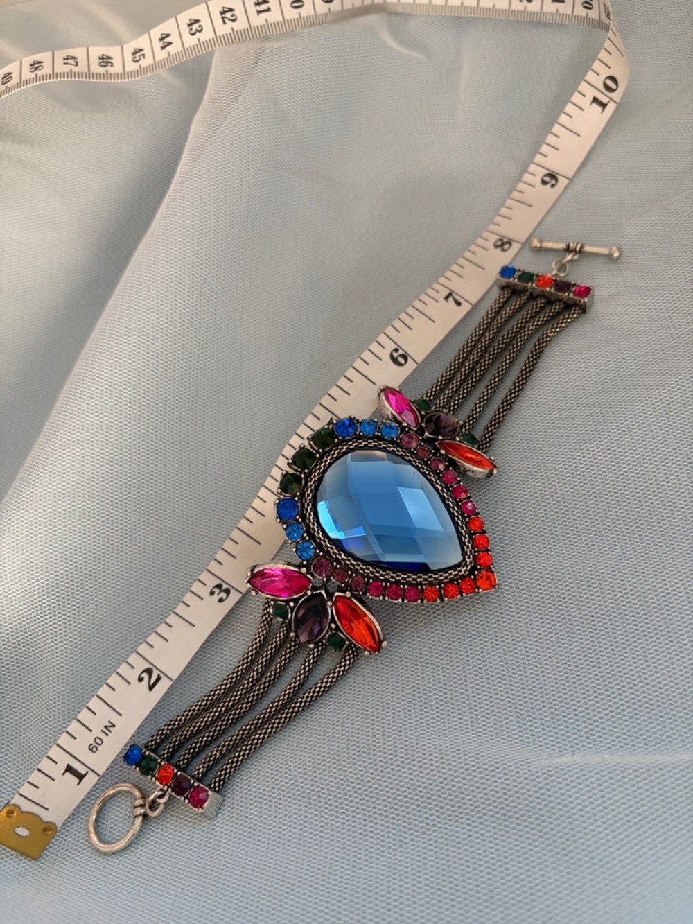 Multicolor Teardrop Crystal Statement Bracelet - Women Jewelry STUNNING - Picture 7 of 7
